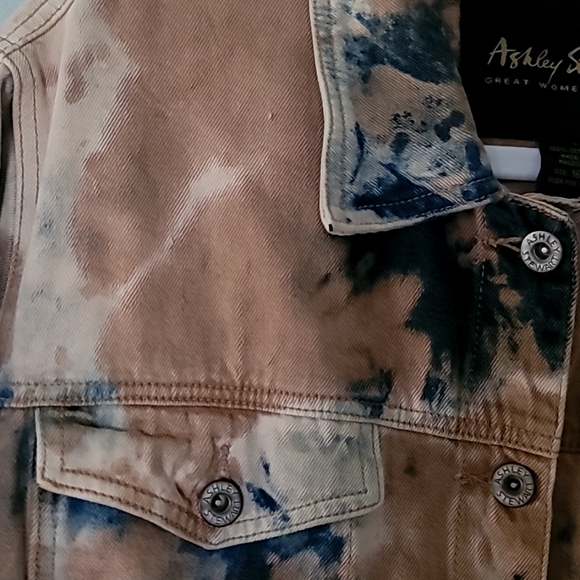Ashley Stewart Tie Dye Denim Fringe Jacket Size-16W - Picture 7 of 10
